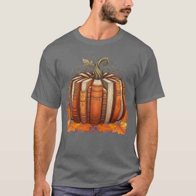 Camiseta Fall Book Pumpkin Retro Reading Teacher Books Love (Anverso)