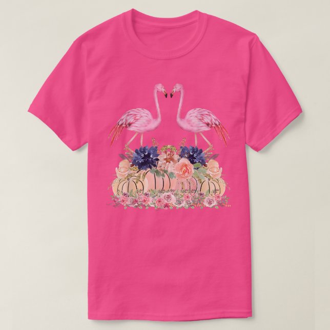 Camiseta Fall Flamingo Autumn Pumpkin Watercolor Thanksgivi (Diseño del anverso)