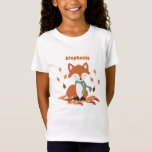 Camiseta Fall Fox Woodland Birthday<br><div class="desc">Cumpleaños de Fox Woodland Fall Celebra el cumpleaños de tu pequeño con nuestro lindo tema de Fox de otoño. Con un zorro carpintero con un pañuelo de sabios oscuros, sentado en un montón de hojas de roble. Tema perfecto para cualquier celebración otoño/otoño. Diseño perfecto para una reunión al aire libre...</div>