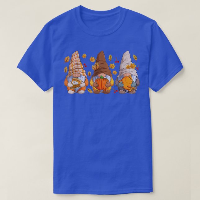 Camiseta Fall Gnomes Pumpkin Autumn Leaves Halloween Thanks (Diseño del anverso)