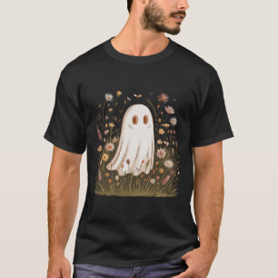Camiseta Fall Halloween Fall Vibes Floral Ghost