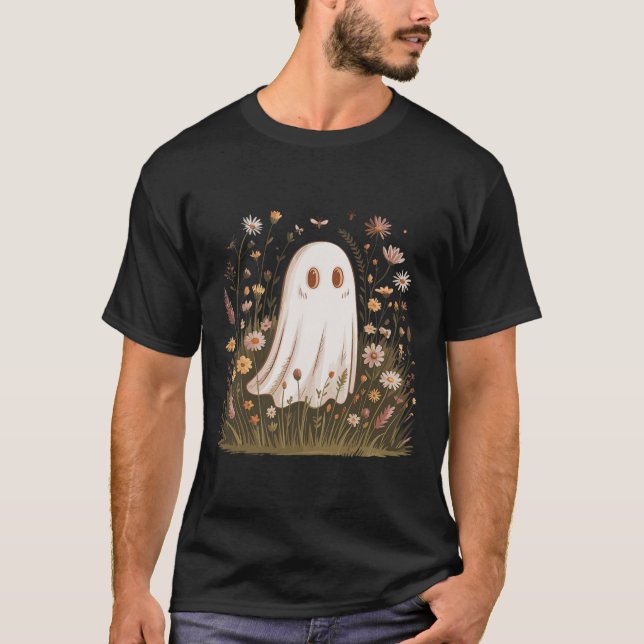 Camiseta Fall Halloween Fall Vibes Floral Ghost (Anverso)