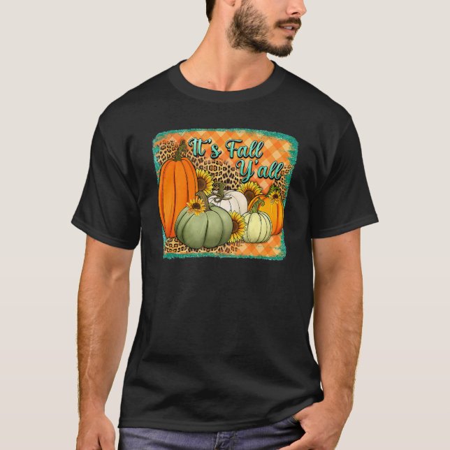 Camiseta Fall Happy Fall Yu2019all Leopard Pumpkin Autumn I (Anverso)