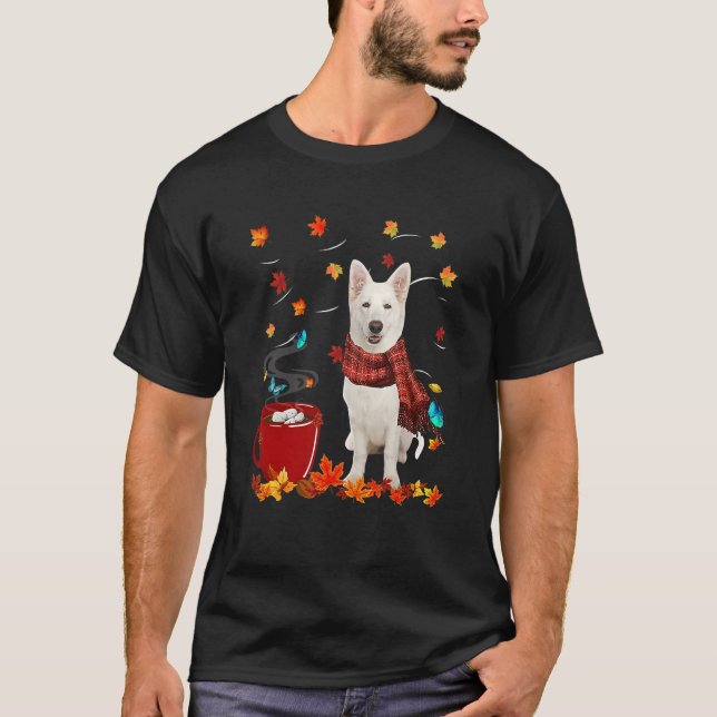Camiseta Fall Hot Chocolate White German Shepherd (Anverso)