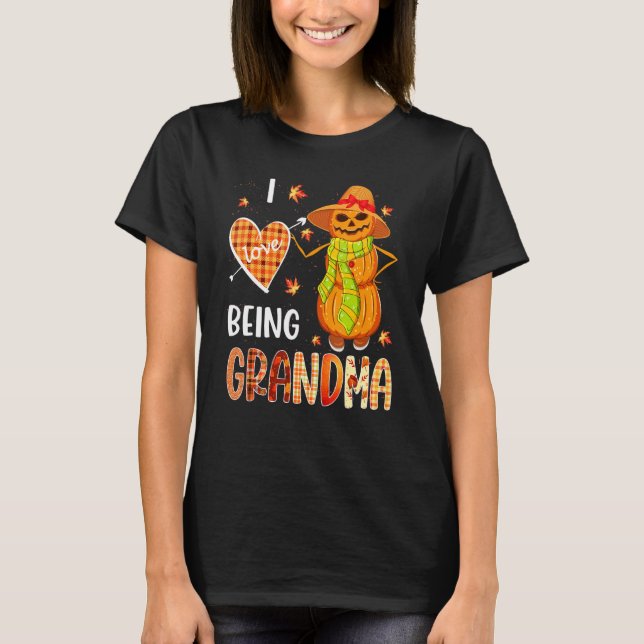 Camiseta Fall Leaf Grandma Pumpkin Snowman Thanksgiving Aut (Anverso)