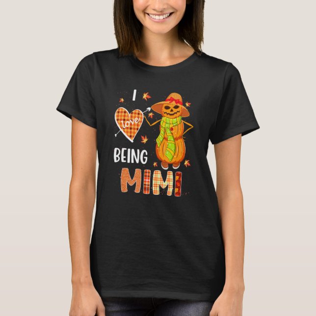 Camiseta Fall Leaf Mimi Pumpkin Snowman Thanksgiving Autumn (Anverso)