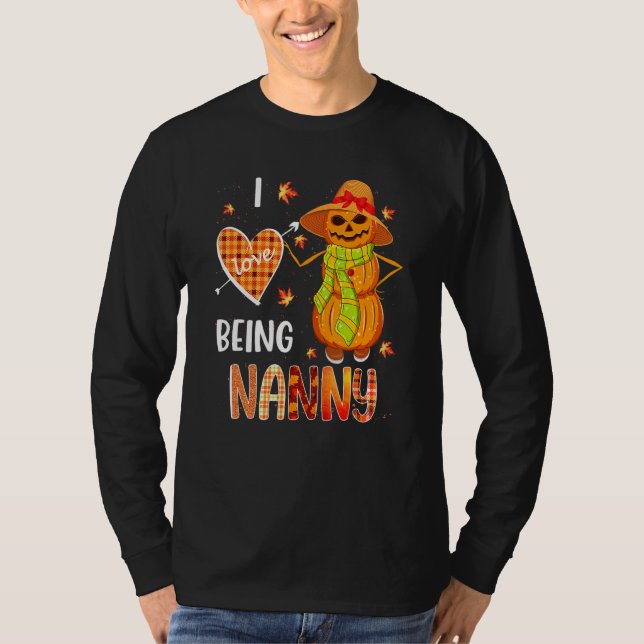 Camiseta Fall Leaf Nanny Pumpkin Snowman Thanksgiving Autum (Anverso)