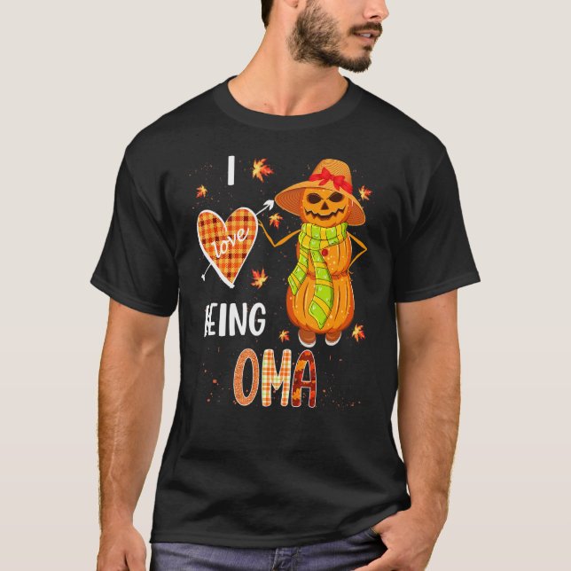 Camiseta Fall Leaf Oma Pumpkin Snowman Thanksgiving Autumn  (Anverso)