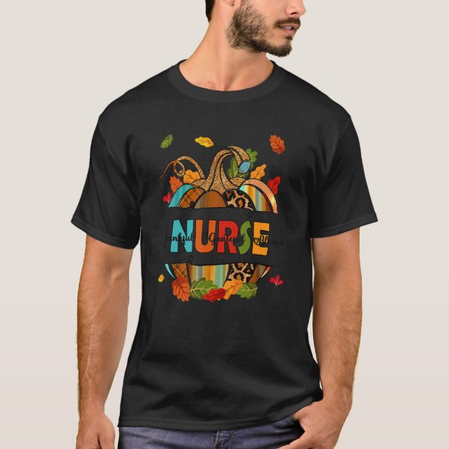 Camiseta Fall Nurse Pumpkin Thankful Grateful Blessed Nurse (Anverso)