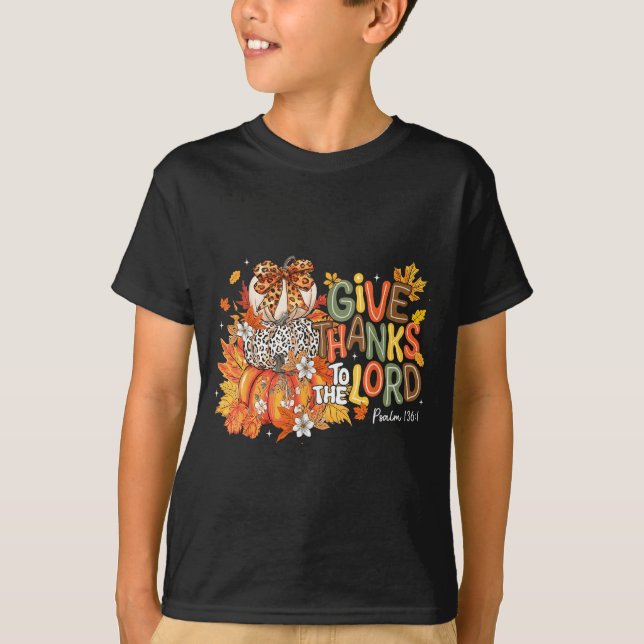 Camiseta Fall Pumpkin Thanksgiving Christian Give Thanks To (Anverso)