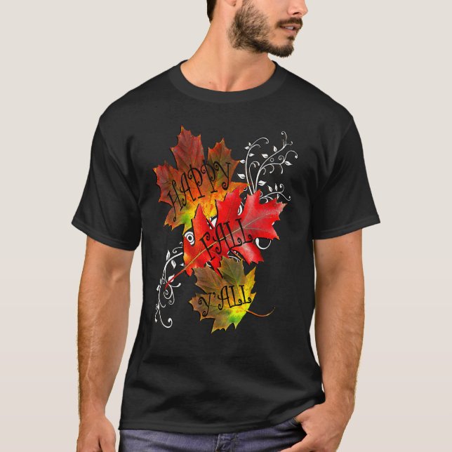 Camiseta Fall Quote Happy Fall Yall Cute Autumn Leaves (Anverso)