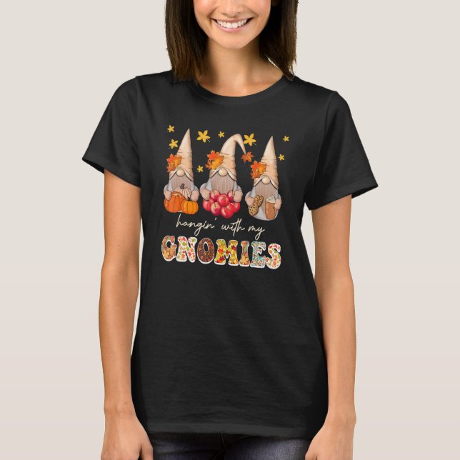 Camiseta Fall Season Vibes Hanging With My Gnomies Happy Au (Anverso)