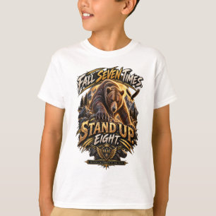 Camiseta Fall Seven Times Stand Up Eight Grizzly Bear