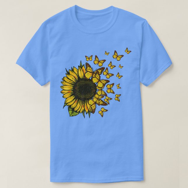 Camiseta Fall Sunflowers Cute Butterfly Autumn Sunflower Th (Diseño del anverso)