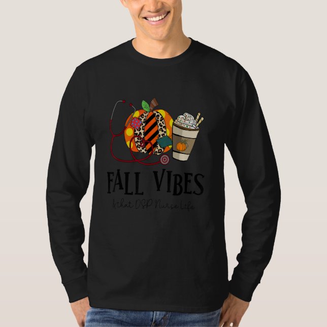 Camiseta Fall Vibes And That DSP Nurse Life leopard Pumpkin (Anverso)