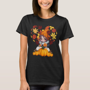 Camiseta Fall Vibes Gnome Pumpkin Heart Hello Otumt Vibes
