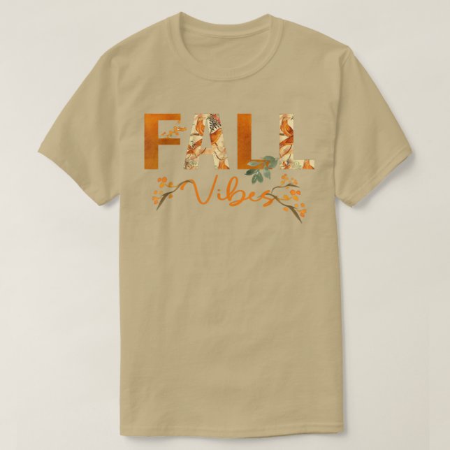 Camiseta Fall Vibes Hello Autumn Vibes Bird Flowers F (Diseño del anverso)