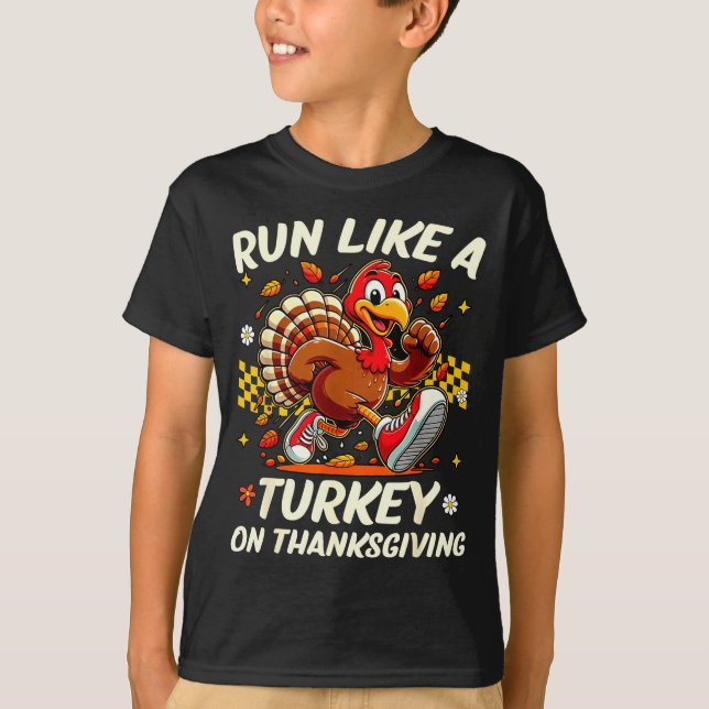 Camiseta Fall Vibes Turkey Trot Run Like A Turkey On Thanks (Anverso)