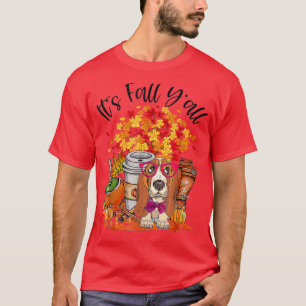 Camiseta Fall Yall Basset Hound Pumpkin otoño Lea otoño