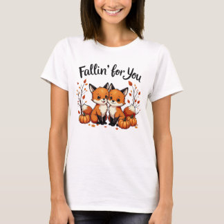 Camiseta Fallin' for You - Adorable Fox Pair con calabazas