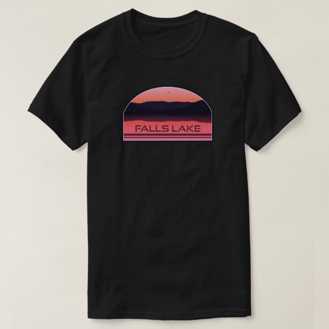 Camiseta Falls Lake North Carolina Red Sunrise (Diseño del anverso)