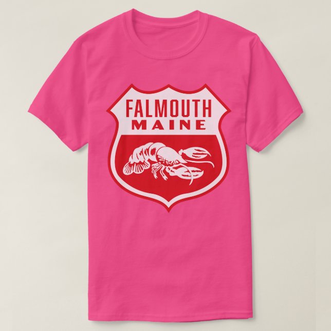 Camiseta Falmouth Maine Retro Shield White (Diseño del anverso)