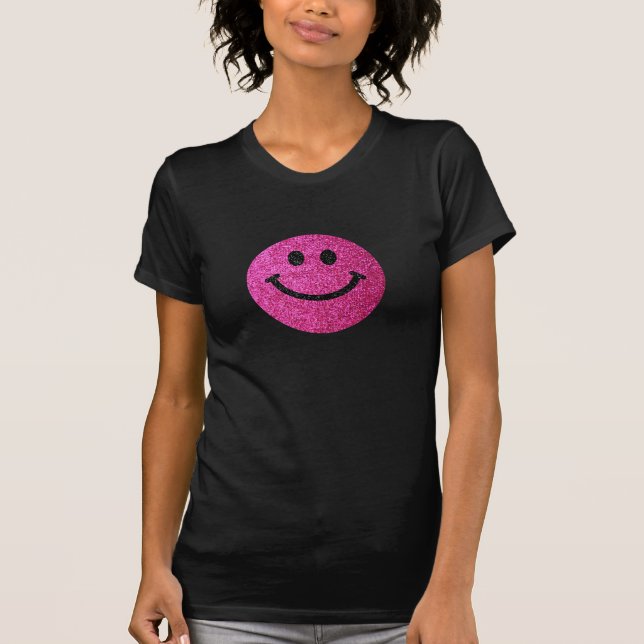 Camiseta Falsa cara del purpurina de las rosas fuertes (Anverso)