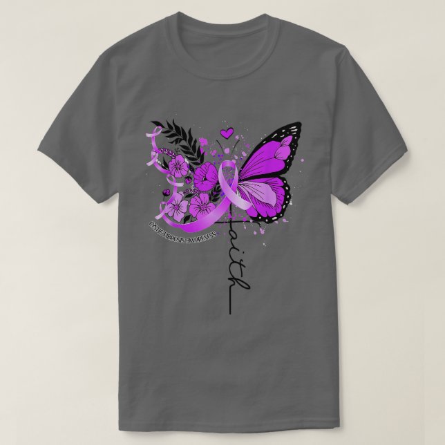 Camiseta Falsa mariposa púrpura Cinta quística Fibrosis Awa (Diseño del anverso)