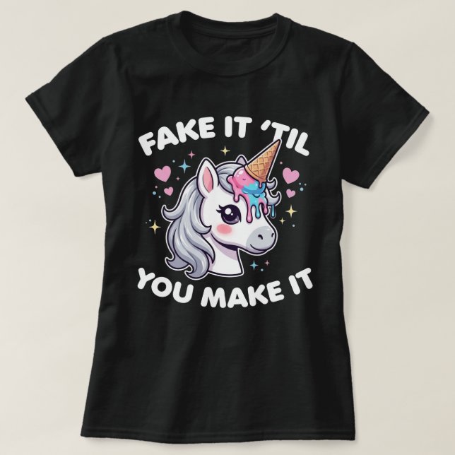 Camiseta Falsifica hasta que lo Consigas Divertido (Diseño del anverso)