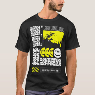 Camiseta Falso Felicidad Triste Estética Edgy Streetwear