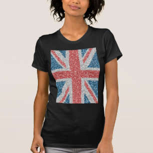 Camiseta Falso purpurina de la bandera BRITÁNICA de moda
