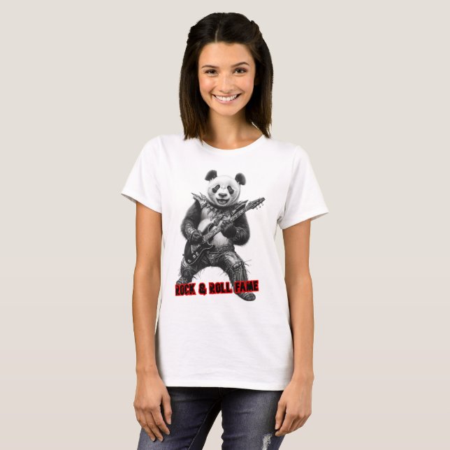 Camiseta Fama de Rock and Roll en un negro (Anverso completo)