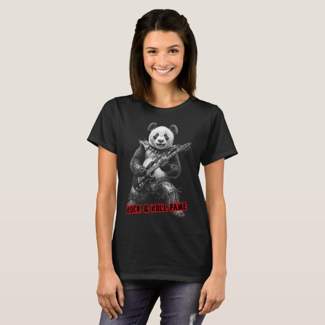 Camiseta Fama de Rock and Roll en un negro (Anverso completo)
