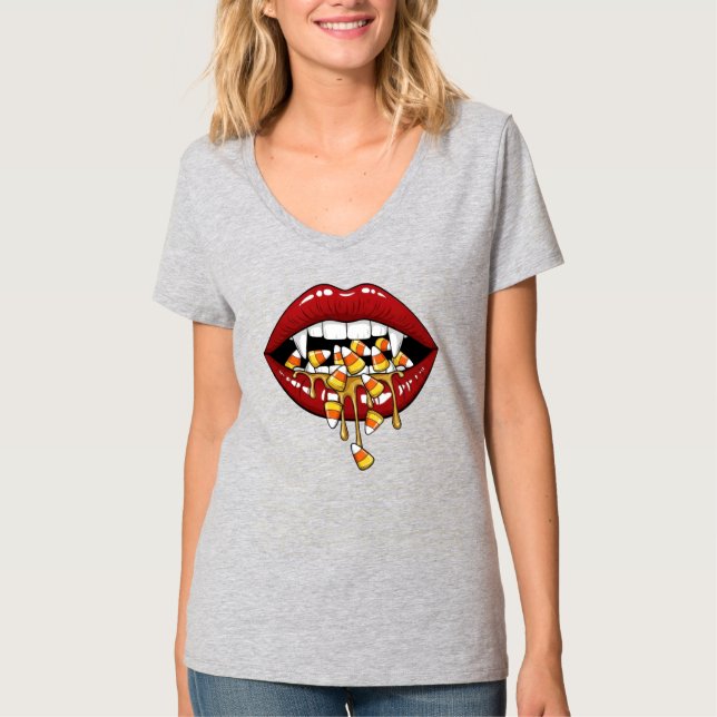 Camiseta Famale Vampiro comiendo dulces (Anverso)