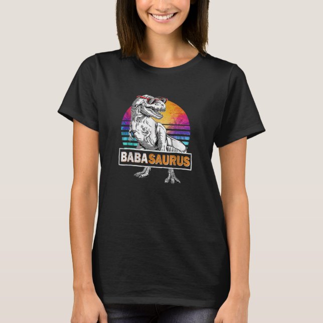 Camiseta Familia Babasaurus Rex Dinosaur Retro Baba Saurus (Anverso)