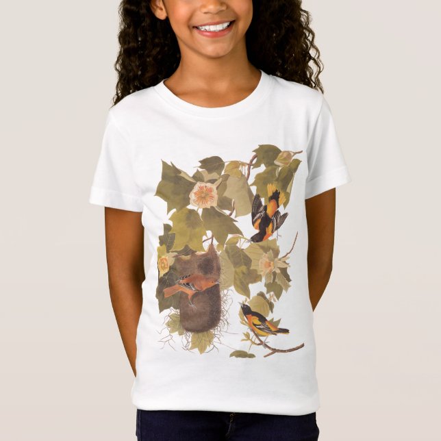 Camiseta Familia Baltimore Oriole Audubon con nido (Anverso)