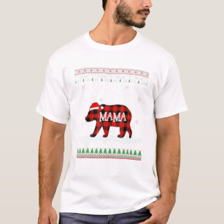 Camiseta Familia Bear Santa Red Plaid