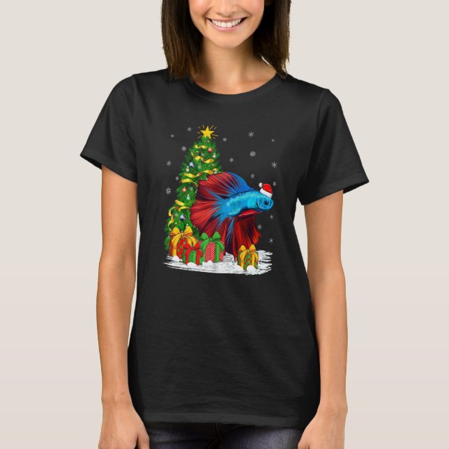 Camiseta Familia Betta Fish Lover coincidiendo con Santa Ha (Anverso)