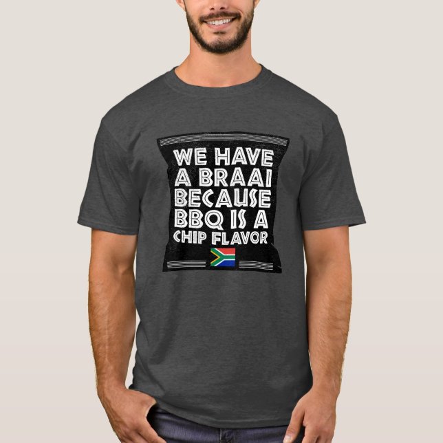 Camiseta Familia Braai Sudáfrica: BBQ Chips divertidas cami (Anverso)