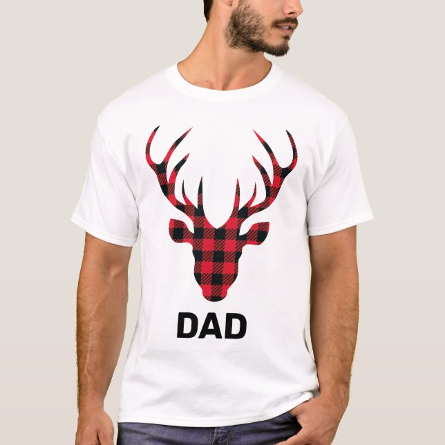 Camiseta Familia Buffalo Plaid Deer Head (Anverso)