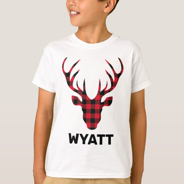 Camiseta Familia Buffalo Plaid Deer Head (Anverso)