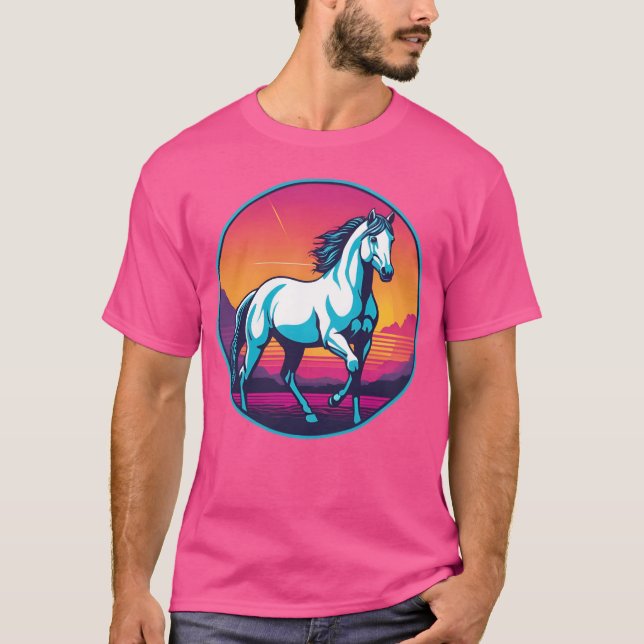 Camiseta Familia Caballo Synthwave (Anverso)