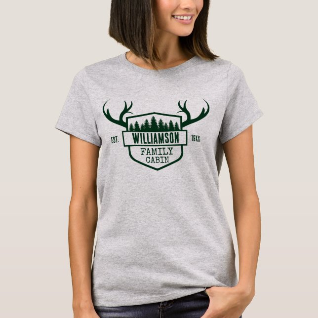 Camiseta Familia Cabina Nombre Bosque Verde (Anverso)