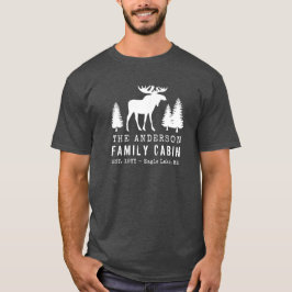 Camiseta Familia Cabina Rustic Moose Pine Trees Silhouette