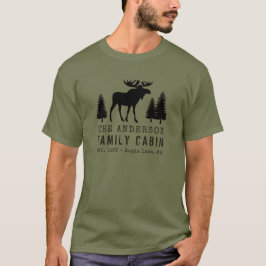 Camiseta Familia Cabina Rústica Silhouette Moose Pine Trees