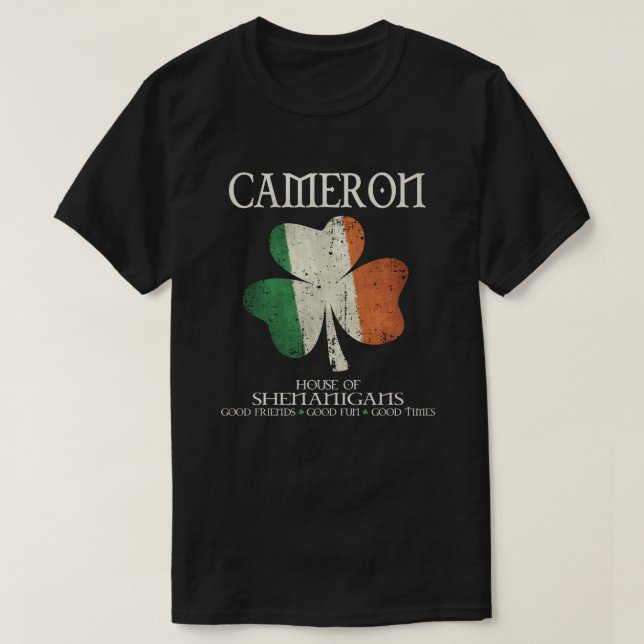 Camiseta Familia Cameron Apellido Irlanda Casa de sh (Diseño del anverso)
