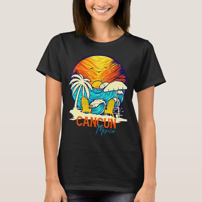 Camiseta Familia Cancun Sunset Beach México Vacaciones Pare (Anverso)