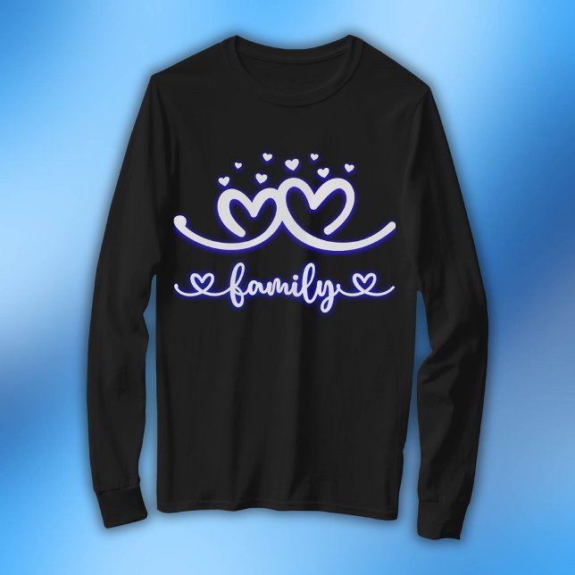 Camiseta Familia cardíaca simple en azul | Mancha larga de  (Subido por el creador)