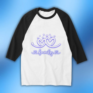 Camiseta Familia cardíaca simple en azul   Rag básico de 3/