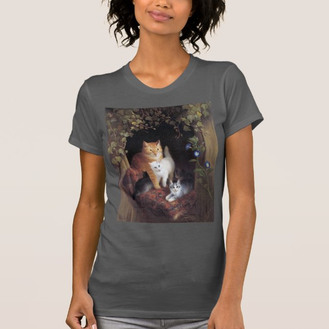 Camiseta Familia Cat y hoja de marfil de Henriette Ronner-K (Anverso)